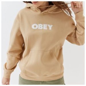 Obey Logo Drawstring Hoodie Sweater